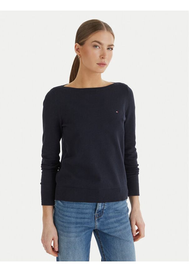 TOMMY HILFIGER - Tommy Hilfiger Sweter WW0WW42050 Granatowy Regular Fit. Kolor: niebieski. Materiał: bawełna