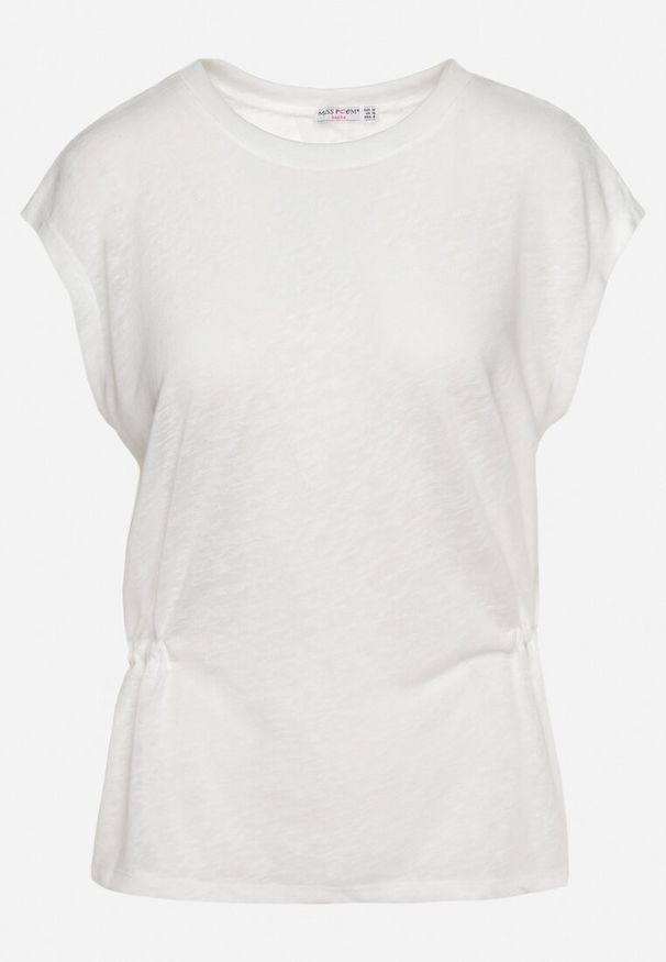 Born2be - Biały Top bez Rękawów z Regulacją w Talii Wiązany z Rozcięciem na Plecach Tiimadel. Okazja: na co dzień. Kolor: biały. Długość rękawa: bez rękawów. Styl: elegancki, casual, klasyczny