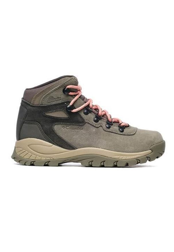 columbia - Buty do chodzenia damskie Columbia Newton Ridge Plus Waterproof. Wysokość cholewki: za kostkę. Zapięcie: sznurówki. Kolor: szary. Materiał: materiał, skóra. Szerokość cholewki: normalna. Sport: turystyka piesza