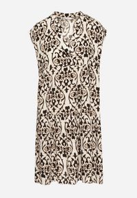 Born2be - Czarna Bawełniane Sukienka o Rozkloszowanym Kroju Ozdobiona Falbanką Linola. Okazja: na co dzień. Kolor: czarny. Materiał: bawełna. Wzór: aplikacja. Sezon: lato. Styl: casual, elegancki #3