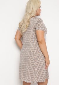 Born2be - Brązowo-Beżowa Rozkloszowana Sukienka Mini z Elastycznej Wiskozy Annamarie. Kolor: brązowy. Materiał: wiskoza. Długość: mini #6