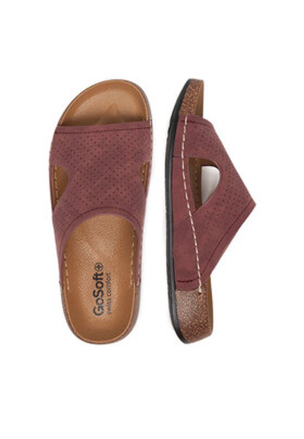 Go Soft Klapki CEO-W25701 Bordowy. Kolor: czerwony. Materiał: materiał