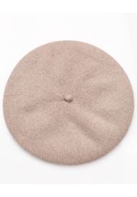 Unisono - GŁADKI BERET Z WEŁNY 135-C2046 TAUPE. Materiał: wełna. Wzór: gładki #1