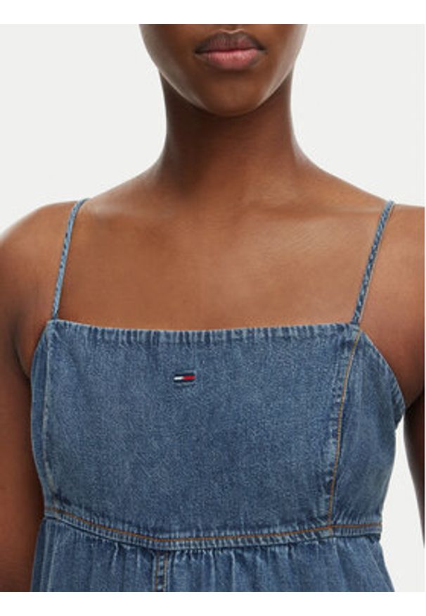Tommy Jeans Sukienka jeansowa DW0DW22342 Niebieski Slim Fit. Kolor: niebieski. Materiał: bawełna