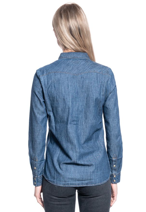 Wrangler - KOSZULA DAMSKA WRANGLER LS DENIM SHIRT DARK INDIGO W5Z12AX1E. Materiał: denim