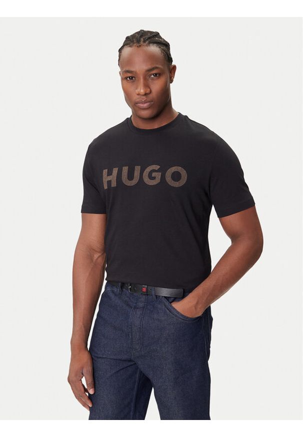 Hugo - HUGO T-Shirt Dulivio 50542737 Czarny Regular Fit. Kolor: czarny. Materiał: bawełna