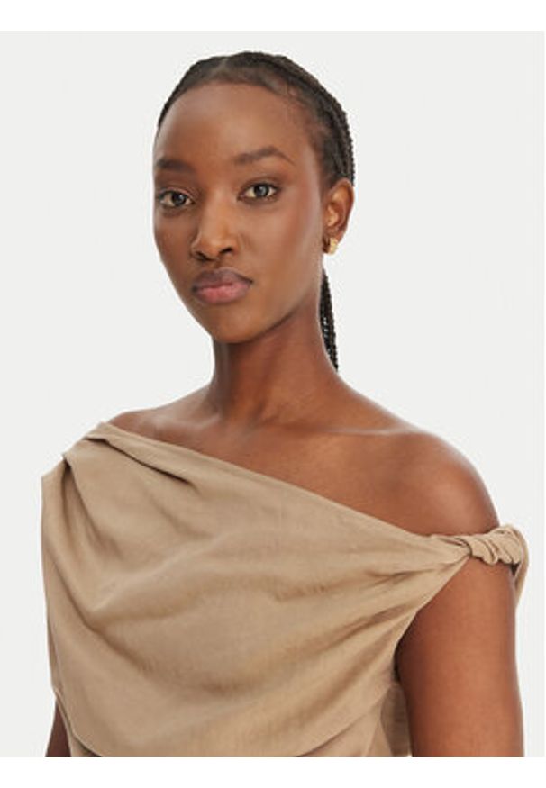 Eleh Bluzka SS260098 Beżowy Regular Fit. Kolor: beżowy. Materiał: lyocell