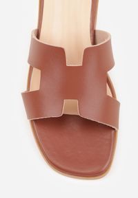 Renee - Ciemnobrązowe Klapki Vices Ozdobione Wycięciami Arnellta. Okazja: na imprezę. Kolor: brązowy. Wzór: aplikacja. Sezon: lato. Styl: elegancki, klasyczny #5