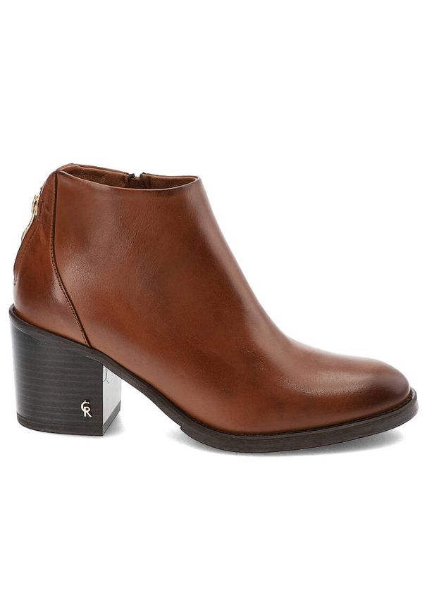 Brązowe Botki Carinii Stylowe Obuwie Jesienne. Okazja: na co dzień, na spotkanie biznesowe. Kolor: brązowy. Materiał: skóra. Sezon: jesień. Obcas: na obcasie. Styl: elegancki. Wysokość obcasa: średni