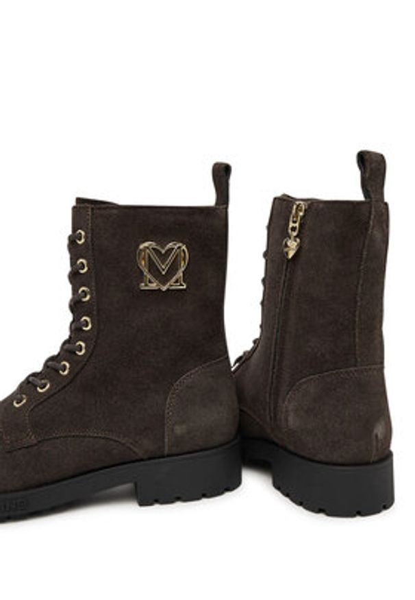 Love Moschino - LOVE MOSCHINO Trzewiki JA24254G0NIG0313 Brązowy. Kolor: brązowy. Materiał: skóra, zamsz