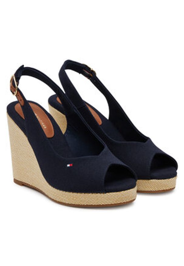 TOMMY HILFIGER - Tommy Hilfiger Espadryle Flag High Wedge Espad Slingback FW0FW08597 Granatowy. Kolor: niebieski. Materiał: materiał
