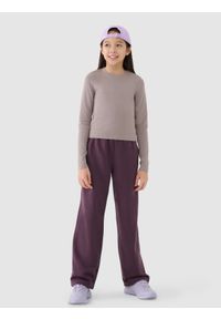 4f - 4F Longsleeve slim gładki dziewczęcy - beżowy 164 (13-14 lat). Okazja: na co dzień. Kolor: beżowy. Materiał: dzianina, materiał, bawełna, elastan. Długość rękawa: długi rękaw. Długość: długie. Wzór: gładki. Sezon: lato. Styl: klasyczny, sportowy, casual