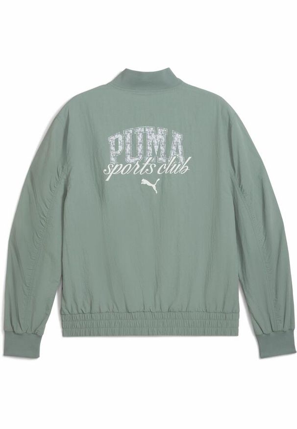 Puma - Męska kurtka bomber PUMA Class PUMA Green Moon. Kolor: zielony. Materiał: guma. Wzór: napisy, nadruk