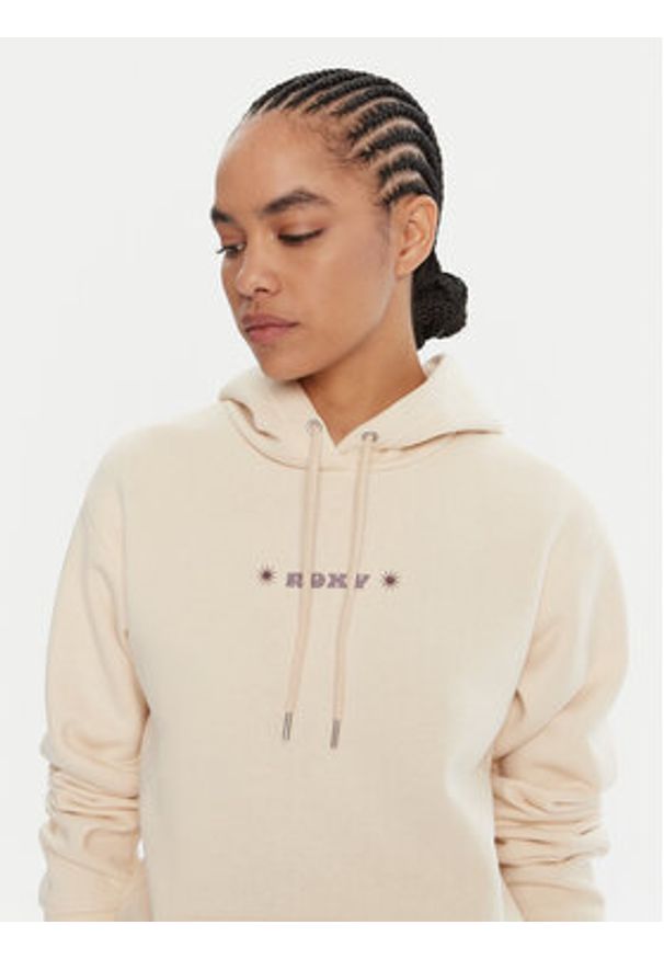 Roxy Bluza ERJFT05021 Beżowy Regular Fit. Kolor: beżowy. Materiał: bawełna