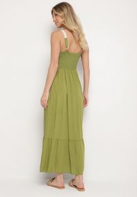 Born2be - Zielona Wiskozowa Sukienka z Haftowanym Wzorem Rinavella. Okazja: na co dzień. Kolor: zielony. Materiał: wiskoza. Długość rękawa: na ramiączkach. Wzór: haft. Styl: casual, klasyczny #7