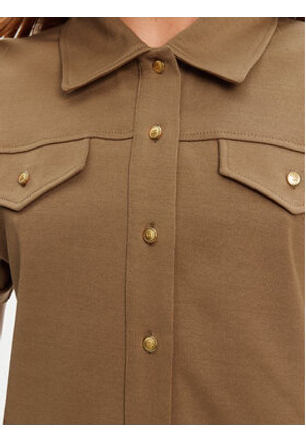 TOMMY HILFIGER - Tommy Hilfiger Koszula Gold Button WW0WW44626 Brązowy Regular Fit. Kolor: brązowy. Materiał: bawełna