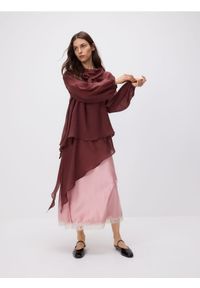 Reserved - Sukienka z lyocellem - brązowy. Kolor: brązowy. Materiał: tkanina #1