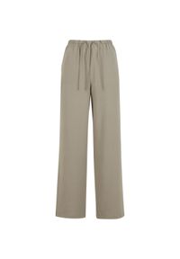 Damskie spodnie z szerokimi nogawkami Urban Classics Structured. Kolor: zielony. Długość: długie #1