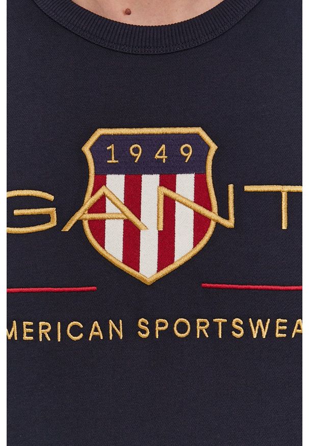 GANT - Gant - Bluza. Okazja: na co dzień. Kolor: niebieski. Wzór: aplikacja. Styl: casual