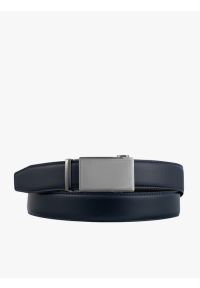 Ryłko - Granatowy pasek ze skóry licowej. Kolor: niebieski. Materiał: skóra. Styl: street, klasyczny, elegancki #1