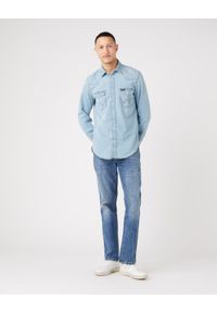 Wrangler - WRANGLER HERITAGE SHIRT MĘSKA KOSZULA JEANSOWA ICY W5D1NC243. Materiał: jeans #4