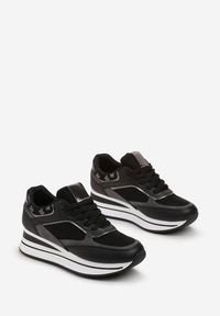 Born2be - Czarne Sneakersy przed Kostkę na Platformie Auvamis. Wysokość cholewki: przed kostkę. Kolor: czarny. Obcas: na platformie