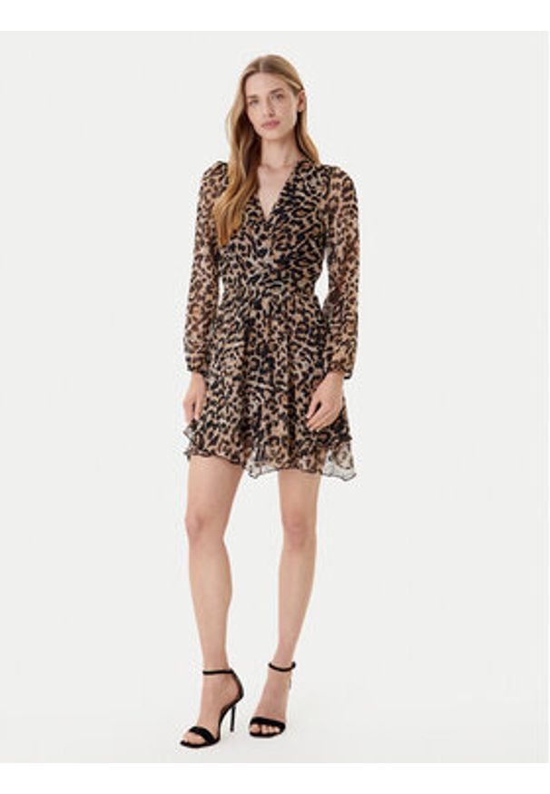 Morgan Sukienka codzienna 252-RLION Brązowy Regular Fit. Okazja: na co dzień. Kolor: brązowy. Materiał: syntetyk. Typ sukienki: proste. Styl: casual