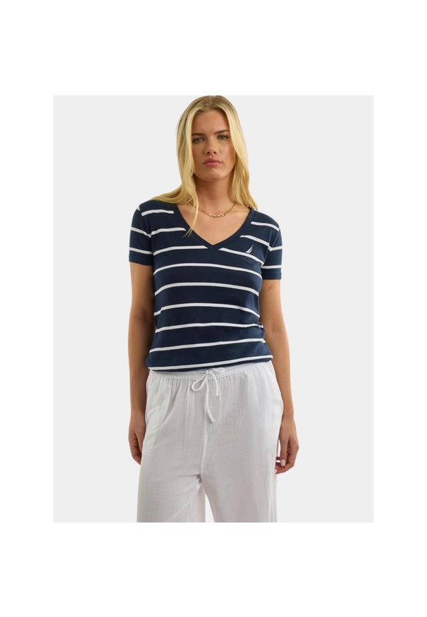 T-shirt damski Nautica Hosta. Kolor: biały, wielokolorowy, niebieski