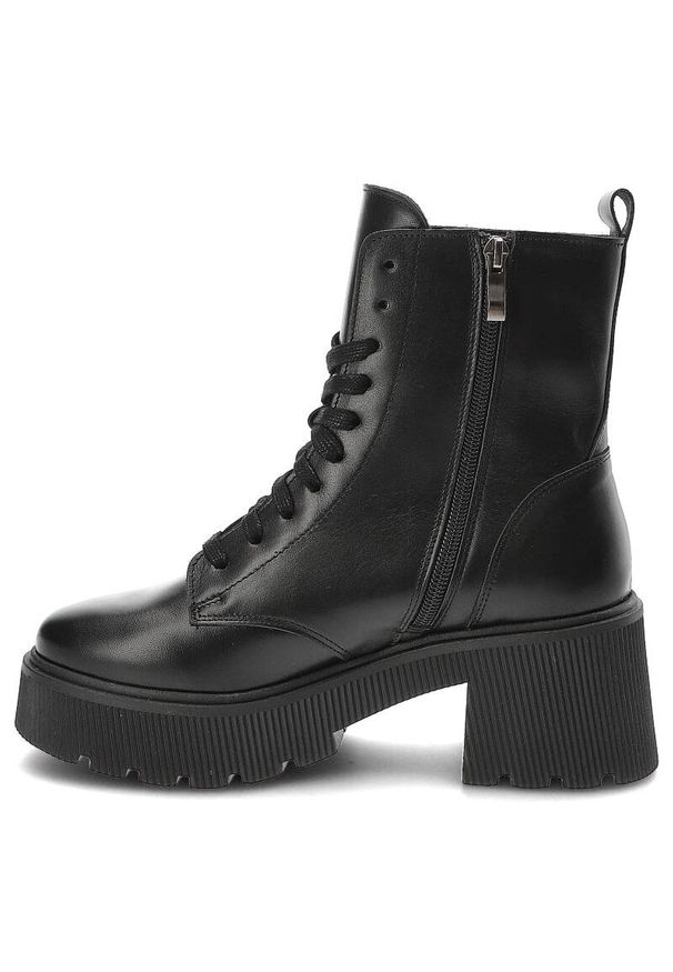 Czarne Botki Armodo Damskie Buty Na Obcasie. Kolor: czarny. Materiał: materiał, skóra. Obcas: na obcasie. Styl: elegancki. Wysokość obcasa: średni