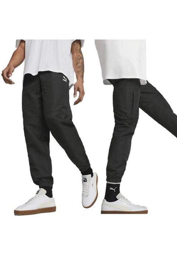 Spodnie sportowe dresowe męskie Puma FD Classics Cargo. Kolor: czarny. Materiał: dresówka. Styl: sportowy