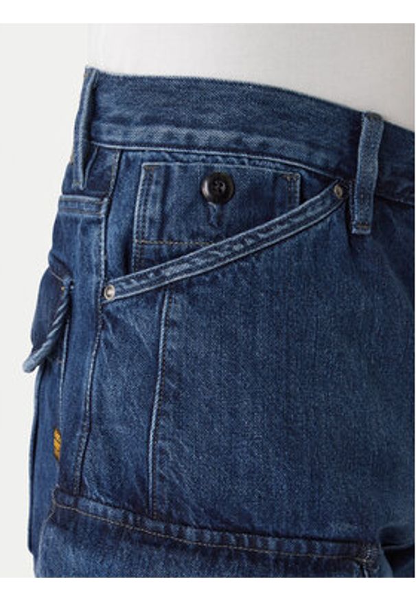 G-Star RAW - G-Star Raw Szorty jeansowe Bend 3D Cargo D26528-D788 Granatowy Relaxed Fit. Kolor: niebieski. Materiał: bawełna