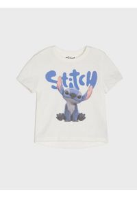 Sinsay - Koszulka Stitch - kremowy. Kolor: kremowy