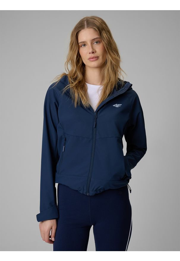 4f - 4F Kurtka softshell wiatroodporna membrana 5000 damska - granatowa XL. Kolor: niebieski. Materiał: softshell. Wzór: gładki