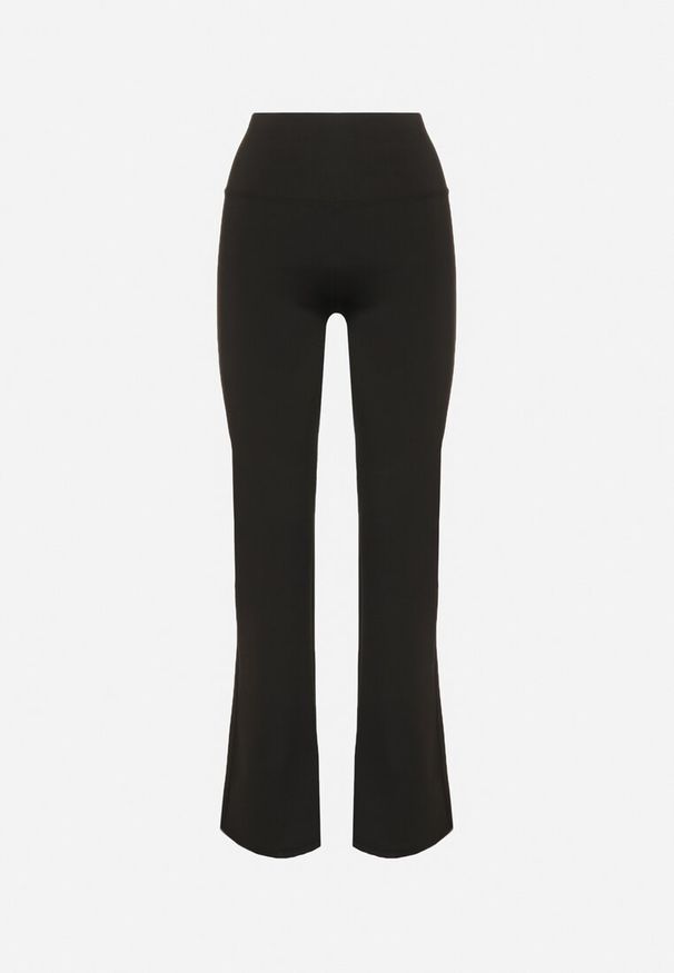 Born2be - Czarne Legginsy Dzwony z Wysokim Stanem i Szeroką Gumką w Talii Idoreia. Okazja: na co dzień. Stan: podwyższony. Kolor: czarny. Styl: elegancki, casual