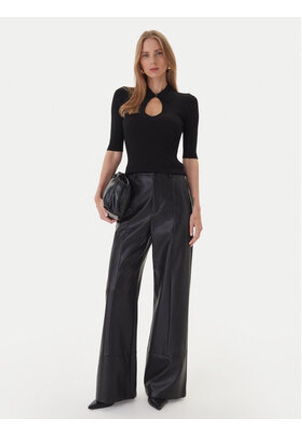 KAOS Sweter RI1NT053 0001 Czarny Regular Fit. Kolor: czarny. Materiał: syntetyk