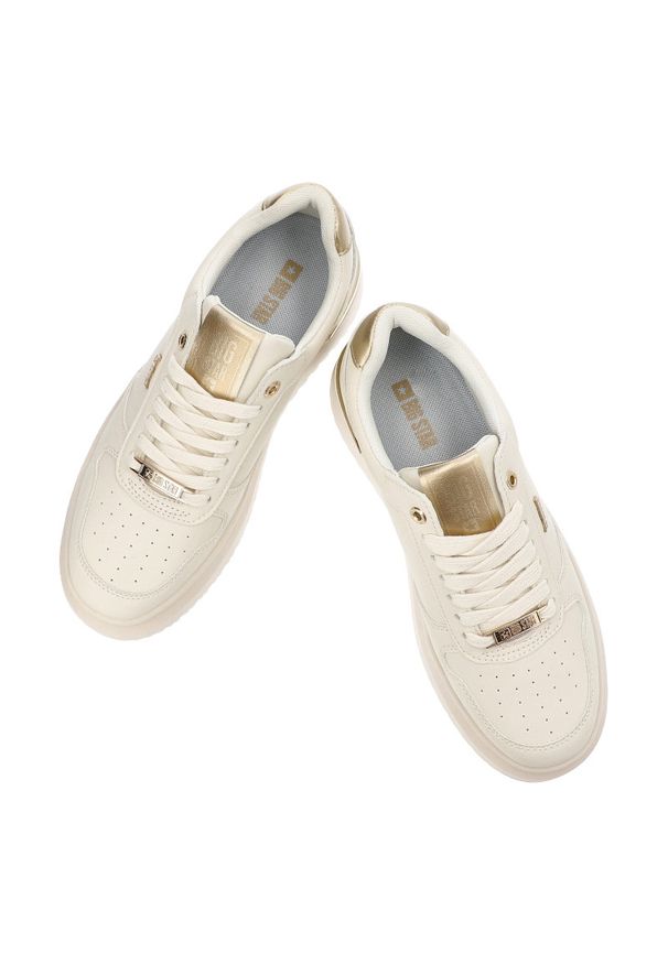Big-Star - Beżowe Sneakersy Big Star Modne Obuwie Damskie. Okazja: na co dzień. Zapięcie: sznurówki. Kolor: beżowy. Materiał: materiał