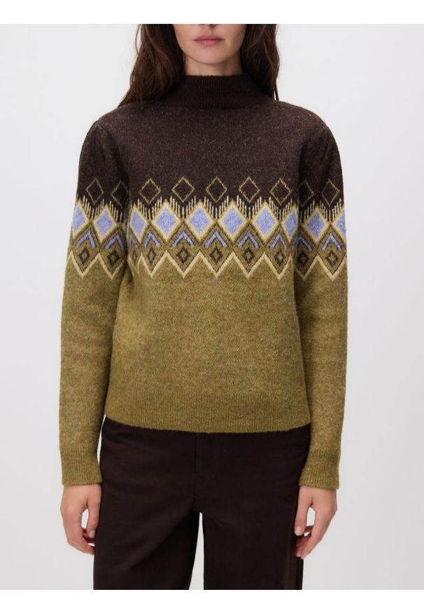 Reserved - Sweter w romby - wielobarwny. Materiał: wełna, dzianina