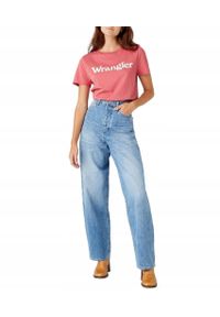 Wrangler - WRANGLER REGULAR TEE DAMSKI T-SHIRT KOSZULKA LOGO NADRUK HOLLY BERRY W7N4GHXGH. Wzór: nadruk