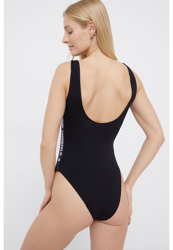 Karl Lagerfeld Body kolor czarny gładki. Kolor: czarny. Materiał: materiał. Wzór: gładki