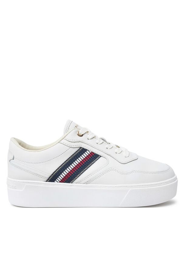 TOMMY HILFIGER - Tommy Hilfiger Sneakersy FW0FW08348 Biały. Kolor: biały. Materiał: skóra