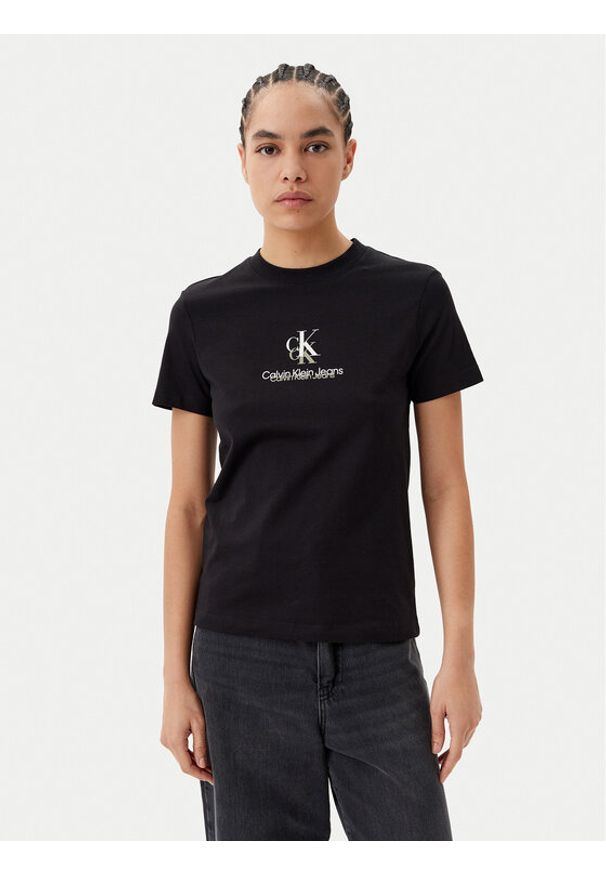 Calvin Klein Jeans T-Shirt Shadow Graphic J20J225545 Czarny Regular Fit. Kolor: czarny. Materiał: bawełna