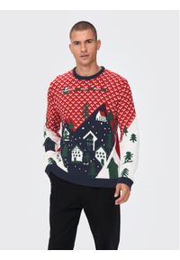 Only & Sons Sweter Xmas 22023349 Czerwony Regular Fit. Kolor: czerwony. Materiał: syntetyk