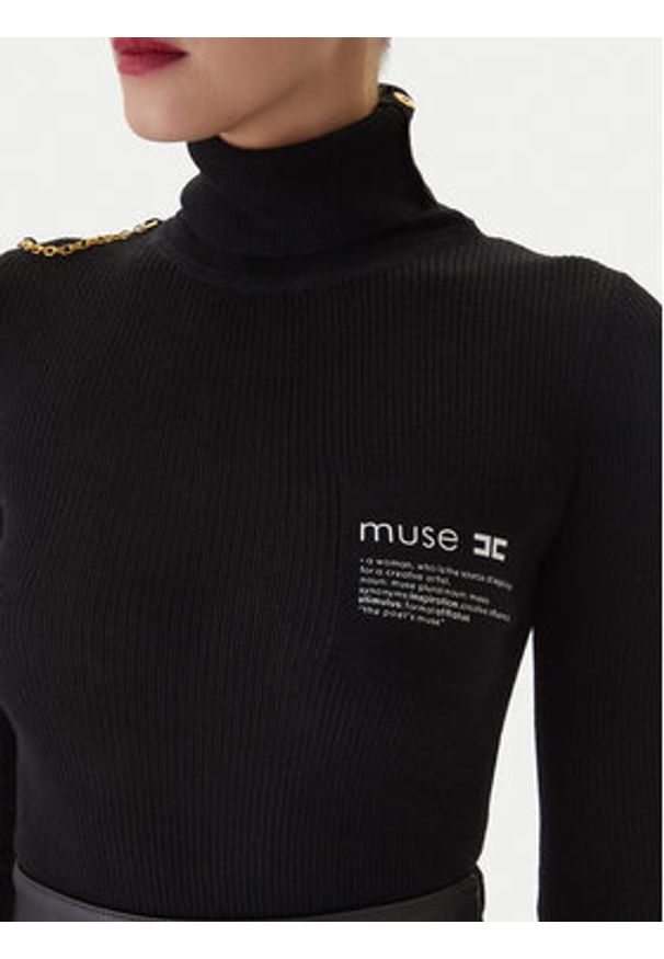 Elisabetta Franchi Golf MK-43B-57E2-V320 Czarny Regular Fit. Typ kołnierza: golf. Kolor: czarny. Materiał: wełna