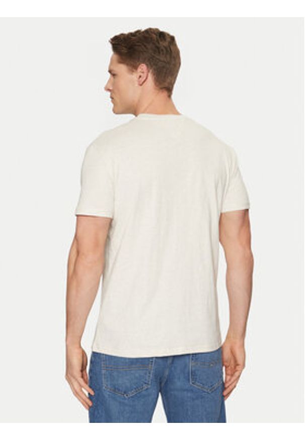 Tommy Jeans T-Shirt Linear Logo DM0DM20744 Beżowy Regular Fit. Kolor: beżowy. Materiał: bawełna
