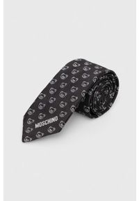 MOSCHINO - Moschino krawat kolor czarny. Kolor: czarny. Materiał: materiał #1