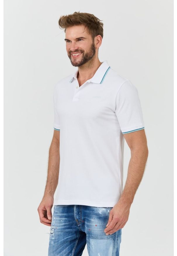 Guess - GUESS Białe polo męskie Lyle, Rozmiar XL. Typ kołnierza: polo. Kolor: biały