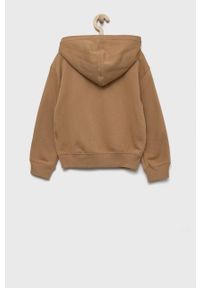 GAP bluza dziecięca kolor brązowy z kapturem z aplikacją. Okazja: na co dzień. Typ kołnierza: kaptur. Kolor: brązowy. Wzór: aplikacja. Styl: casual #2
