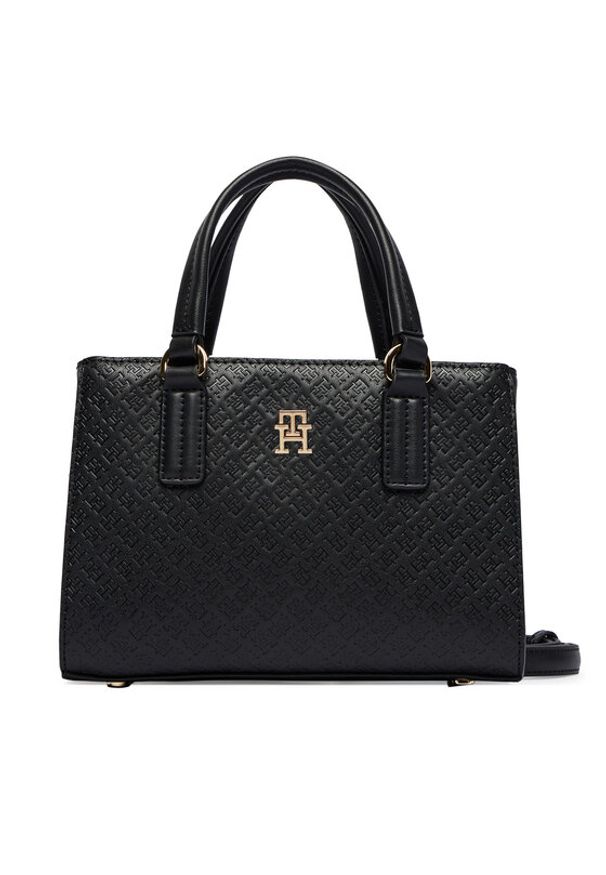 TOMMY HILFIGER - Tommy Hilfiger Torebka Th Daily Mini Tote Mono AW0AW18416 Czarny. Kolor: czarny. Materiał: skórzane