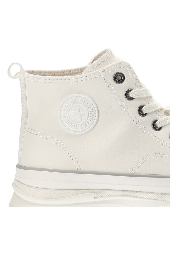 Big-Star - Białe Sneakersy Big Star Obuwie Na Platformie. Okazja: na co dzień, na spacer. Kolor: biały. Materiał: guma, skóra ekologiczna. Obcas: na platformie. Sport: turystyka piesza