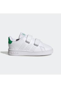 Adidas - Advantage Lifestyle Court Two Hook-and-Loop Shoes. Zapięcie: pasek. Kolor: czarny, zielony, biały, wielokolorowy. Materiał: materiał. Wzór: paski. Model: Adidas Advantage